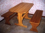 Стол и скамьи деревянные, мебель для дачи